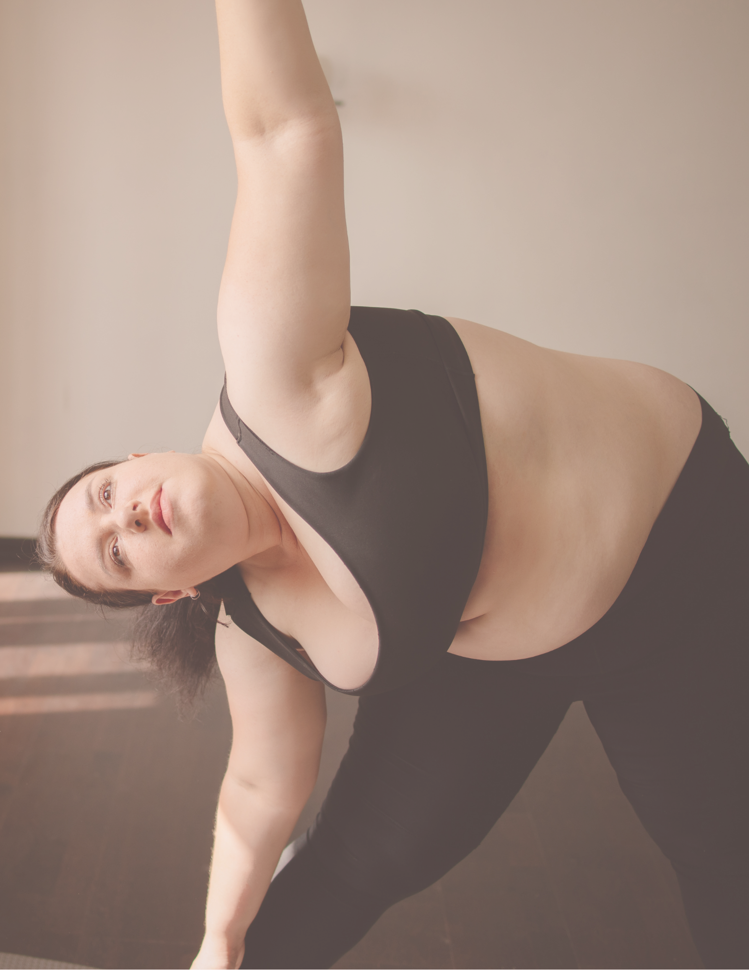 Woman practicing yoga, grounded and calm
